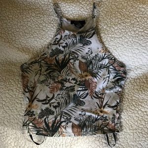 Forever 21 Tropical Halter Crop Top
